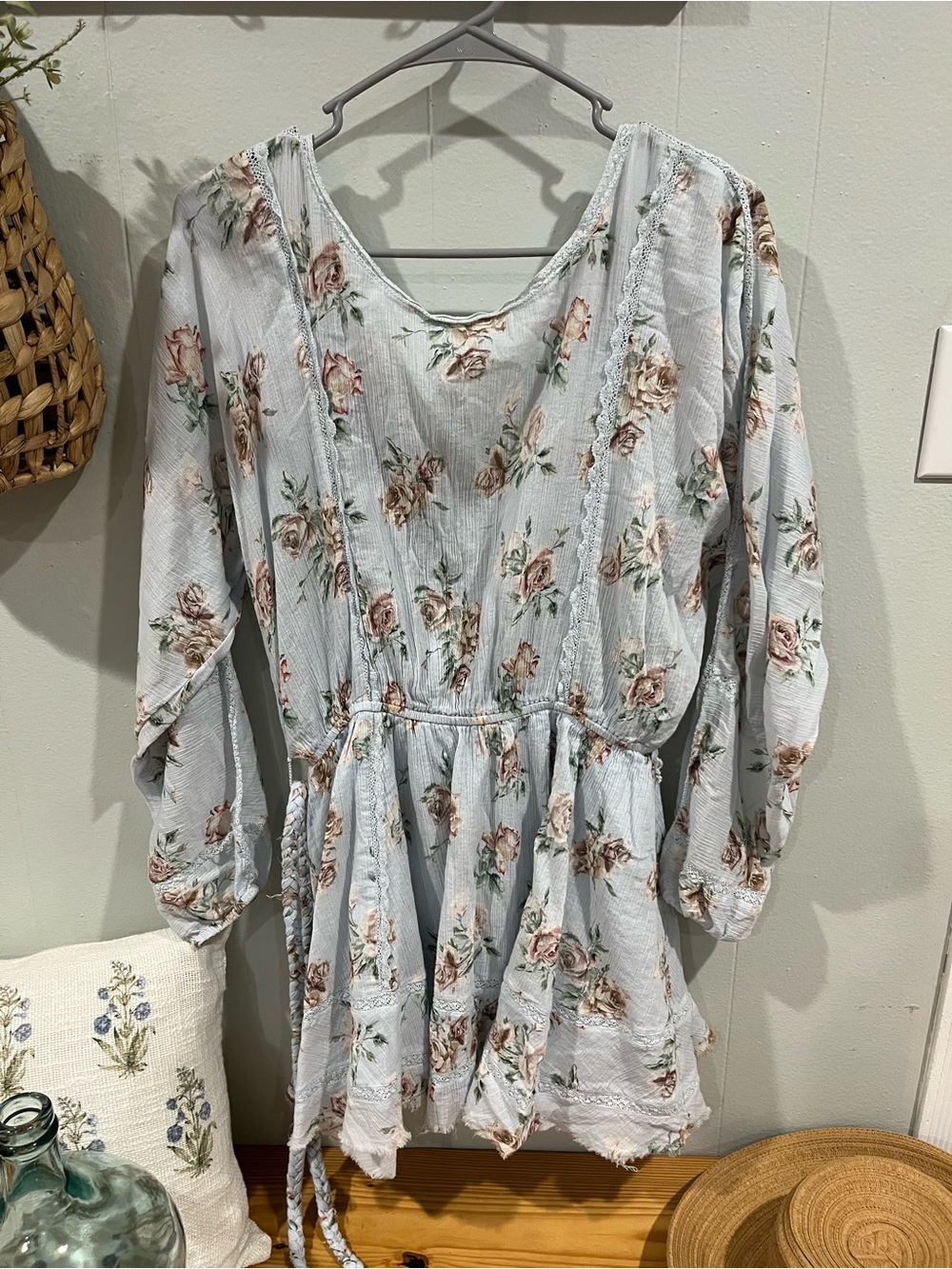 Love Shack Fancy light blue mini dress